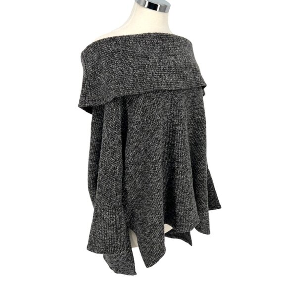 Bobi Los Angeles Off-Shoulder Half Sleeve Knit Top Charcoal Gray Size Medium - Picture 4 of 10